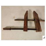 ANTIQUE WOOD CLAMP - 1 FT. LONG 2" WIDE SHOWS WEAR - (GARAGE)