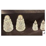 VINTAGE FOSTORIA  AMERICAN SALT & PEPPER & MINATURE SALT & PEPPER SHAKERS - (HALL)