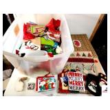 GROUP OF NEW CHRISTMAS BAGS - PAPER - CHRISTMAS BAGS ARE NEW & USED - CHRISTMAS TAGS - STOCKINGS - COMES WITH TOTE - (UPSTAIRS)