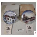 (2) BUDWEISER COLLECTIBLE PLATES WITH COLA FAMILY WITH DOGS - "THE SEASON