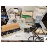 CIRCUIT BREAKERS 30 (+/-) NEW & USED - COOPER PORCELAIN CEILING LAMP HOLDERS - SHEATHING CLIPS 5/8" - MARS JUNCTION BOX - BREAKER BOX - COOPER WIRING DEVICES - DISCONNECT BOX - WORK LIGHT - (UPSTAIRS)