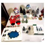 DEPT. 56 VILLAGE ACCESSORIES WINTER PINE TREES WITH PINE CONES (SET OF 3) - CHRISTMAS TREES - SANTA COOKIE JAR - ELECTRIC LIGHT - SNOWMAN CLOCK - CANDLE HOLDER - (UPSTAIRS)