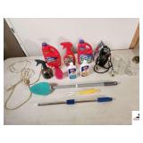 CLEANING SUPPLIES - RUG DOCTOR CARPET CLEANERS DIRT DEVIL FLOOR CLEANER - IRON - GLASS MASON JARS - SPRAY BOTTLES - SMALL EXTENSION CORD - (HOUSE)