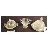 BALTIMORE PEAR CRYSTAL BUTTER DISH PEAR SUGAR BOWL - PRESSED DOME BUTTER DISH - (GARAGE)