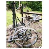 HORSE DRAWN SICKLE MOWER JOHN DEERE #1 - CLEAT WHEELS - METAL SEAT - END GUARD BENT - (OUTSIDE)