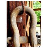 DRUM LIFTER CHAIN SET - SNATCH CABLE HEAVY DUTY CLEVIS - VINTAGE CLEVIS SHOP MADE - (IMP. SHED)
