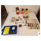 RITCHIE GAS PRESSURE GAUGE KIT ALLTRADE SCREWDRIVER HEADS - ELECTRICAL CONNECTOR REPAIR KIT DISPLAY - SCREWS - (3) JARS OF IDEAL WING NUTS, SMALL & LARGE - (TRAILER)