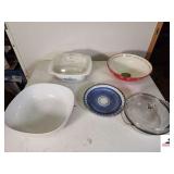 GIADA PORCELIAN MIXING BOWL - SQUARE WITH ROUNDED CORNERS - HEAVY - CORNINGWARE STYLE BOWL WITH LID - "OLIVE TO LAUGH" BOWL - POTTERY PLATE WITH SIGNATURE ON BACK - GLAZED TOP -  GLASS BOWL WITH LID -