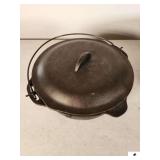 DUTCH OVEN #10 MARKED DO- WIRE VAIL - SEASONED - CLEAN - LOOP HANDLE - (GARAGE)