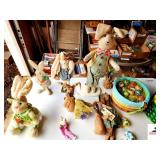 TUB OF EASTER DECORATIONS-HOBBY LOBBY RABBITS-STUFFED RABBITS-LOTS OF PLASTIC EGGS-(GARAGE)