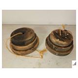 TWO TRIPLE ROUND WOOD SPACERS TRIPLE LAYERS - (GARAGE)