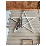 WOODEN STAR BURLAP BANDANA WITH PAINTED STARS ON IT - (GARAGE)