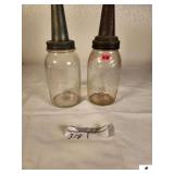 2 QUART JARS WITH OIL SPOUTS (GARAGE)