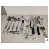 INOXI STAINLESS SPOONS, - COOKING THERMOMETER - TONGS, - INFERED THERMOMERTER - CHARBOIL - DEEP FRY THERMOMETER - WHISPS -