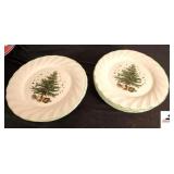 HAPPY HOLIDAY NIKKO CHRISTMAS PLATES 5 PC COMPLETER SET WITH CREAMER & SUGAR - SERVING BOWL - PLATTER - S&P SET - SALAD BOWL 8.5IN - (HOUSE- BEDROOM)