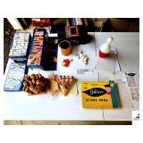JENGA GAME- DOMINOS GAME IN TIN BOX- WOODEN TIC TAC TOE GAME-SPARE TIME BOWLING DICE GAME-CRACKER BARREL PEG GAME-YAHTZEE SCORE SHEETS-NO GAME (GARAGE)