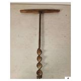 VINTAGE "T" HAND DRILL 22" LONG - HANDLE IS 16" - (GARAGE)