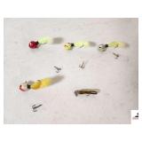 (4) OLIVE STYLE LEAD FLIES - PAINT WORN - (LR CHINA CABINET)