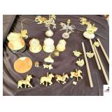 PLASTIC CAROUSELS WITH MIRROR BASES CHINA ORNAMENT CAROUSEL - PLASTIC AND GLASS CAROUSEL HORSES ON POLE - MAGNET CAROUSEL HORSES - ONE OF THE MAGNETS ARE UNGLUED - DECORATIVE CAROUSEL WINDCHIME WITH (