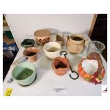 MCCOY USA FLOWER POT - MISC FLOWERPOTS HARVEST BASKET - (7) FLOWER POTS - COOKIE JAR WITH HANDLES - (UPSTAIRS)
