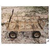 YELLOW YARD CART WAGON - SIDE GATE - 48" LONG 24" WIDE - NUMATIC TIRES - (IMP SHED)
