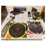 CAMO HUNTING VEST - SCOPE COVERS TACTICAL RIFLE STAND - BARREL MOUNT - CLEANING ROD - TARGETS - PRO STAFF SCOPE BOX - NO SCOPE - MISC - (SHED)