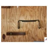 (2) VINTAGE HAND SAWS WOOD DRAWING KNIFE - WOOD MALLET - (2) WOOD LEVELS - FILE - (GARAGE)