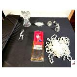 24% LEAD CRYSTAL ANGEL CANDLE HOLDER - MADE IN USA ARK WITH ANIMALS - HORN A PLENTY - ILLUMINATED ANGEL ORNIMENT - STRING CHRISTMAS BEADS - SMALL HEART PILLOWS - CHRISTMAS ORNAMENTS - CAR - TRUCK WITH