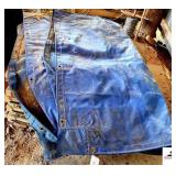 (3) TARPS BLUE TRAILER TARP - (2) BLACK TARPS - (IMP SHED)