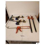 (2) IRWIN QUICK GRIP CLAMPS (2) RIDGID PIPE FURNITURE CLAMPS - (2) CAULKING GUNS - (TRAILER)