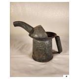 GALVENIZED QUART OIL CAN MARKED "ONE QUART LIQUID" - SLIGHTLY DENTED - NYC-PA - APPROVED TYPE Q 10 LAWSON 61 MINN - MADE IN USA - (GARAGE)