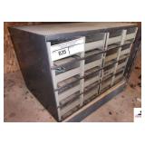 (16) DRAWER CABINET -CHAIN SAW FILES -BOLTS SCREWS  - WASHERS - NAILS -  LOTS OF INVENTORY (SHOP)
