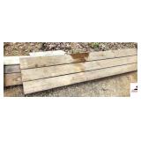 TRAILER SIDE BOARD (3) EXTRA 2X6 - 8FT, 3 PLANK WALK BOARD - APPEARS TREATED - PAIR OF WOOD SAW HORSES - PLYWOOD 1 X 4