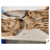 (3) BURLAP BAGS  - GODD FOR AGE - MAY HAVE SOME HOLES - WORK BAG WITH MINOR HOLES (GARAGE)