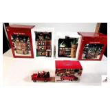 (2) COPPERFIELD KEEPSAKE PORCELAIN LIGHTED HOUSES BOOKSTORE CAFE, THE CHRISTMAS STORE & BEER GARDEN - ST. NICHOLAS SQUARE VILLAGE COLLECTION - "SANTA