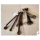 (11) WRENCHES CRAFTSMAN BOX 1" - BONNIE 13/16" - 7/8" - (2) 3/4" - BOX ENDS - SK27MM - (4) CHALLENGER 15/16", 1 1.8", 15/16", & 25 30SEC - CRAFTSMAN BOX & OPEN ENDS - 5/16", 7/16" - (TRAILER)