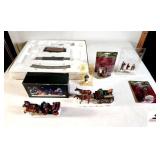 DEPT 56 VILLAGE STREETCAR CABOOSE & TRAIN TRACK COPPERFIELD KEEPSAKE PORCELAIN CARRIAGE - VILLAGE COLLECTIBLES - CHILDREN PLAYING MUSICAL INSTRUMENTS - HORSE AND WAGON - BLACKSMITH - MAN WITH WATERING