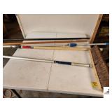 (2) SLIDE LOCK TRAILER BARS NEW DRAWER SLIDES - (2) CAULKING GUNS - (SHOP)