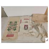 VINTAGE FEED SACKS - LADINO CLOVER SEED - OSCEOLA CLOVER BAG 50 LB.  - VINTAGE SUN BONNET - BURLAP STYLE MATERIAL - (NW BEDROOM)