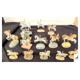 (13) PC CAROUSEL HORSE COLLECTION ONE HAS CHERISHED TEDDIES BUILD "FRIENDS LIKE YOU ARE ALWAYS TRUE BLUE" #8C8-657 - CIRCA 1998 PRICILLA HILLMAN - VERY DECORATIVE PCS - LOTS OF DETAIL - (GARAGE)
