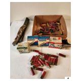 DUCK & PHEASANT 12GA  SHOTGUN SHELLS FEDERAL GAME LOAD SHOTGUN SHELLS - SHELLS MAY BE MIXED SIZES - REMINGTON 20GA 7 1/2 - MIXED 12GA SHELLS - BOX OF LOOSE SHELLS - ARMY STYLE GAME BELT - (SHED)