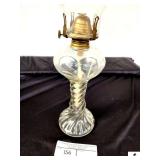 VINTAGE GLASS OIL LAMP WITH TWIST STAND (LIVING ROOM)