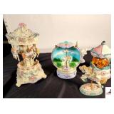2002 MUSICAL CAROUSEL OF PRETTY LITTLE HORSES MERRY-GO-ROUND - HAND PAINTED - VERY DECORATIVE - CONDITION UNKNOWN - "DEDICATICATED TO THE ONE I LOVE" MUSICAL HORSE (WORKS) - MUSICAL CAROUSEL HORSE INS