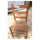 (2) STRAIGHT CHAIRS WITH CORD SEATS - (SHED)
