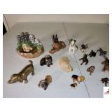 DOG COLLECTON (16) POND WITH PUPPIES - BRASS WEINER DOG - CHINA FIGURINES (GARAGE)