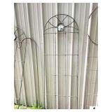 (3) YARD TRELLISES - BUTTERFLIES (2) MATCHING AND ONE OFF - FLOWER OT HANGER - (OUTSIDE BEHIND SHED)