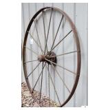 (2) IRON RAKE OR WAGON WHEEL (OUTSIDE)