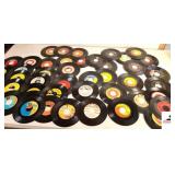 (50 +/-) COLLECTION OF 45 JUKE BOX RECORDS COUNTRY - DAVIE HOUSTON - DON WILLIAMS - JOHNNY CASH - GLENN CAMPBELL - WYNN STEWART - JOHNNY REBEL - BUCK OWENS - DIONNE WARWICK - THE COON HUNTERS - DAVID 