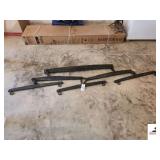 ANTIQUE STEEL TRIPLE TREE WAGON HITCH WITH HOOKS PAINTED BLACK - (GARAGE)