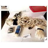 TUB OF NYLON AND COTTON ROPE-MISC SIZES-MOSTLY NEW
